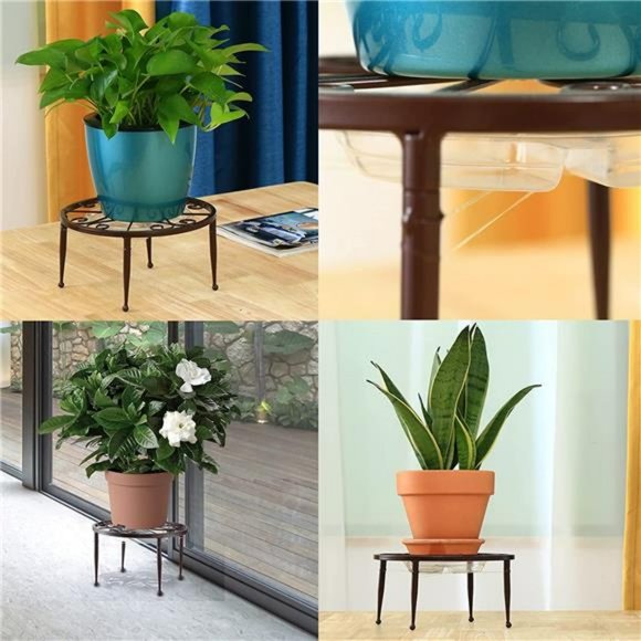 3 Pack Metal Plant Stands Flower Pots Short Stand 4.7'' by 9'', Bronze Color - Picture 4 of 7